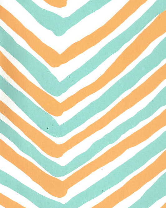 Zig Zag Multi Color Turquoise Yellow on Almost White wallpaper by Alan Campbell