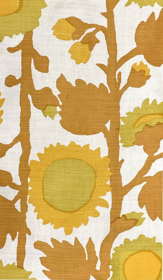Zinnia Linearis Multi Oranges on Light Tint fabric by Alan Campbell