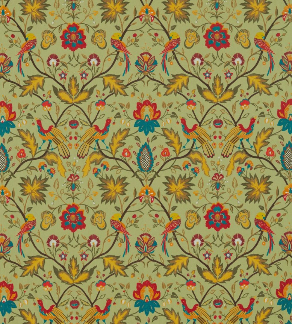 Oiseaux De Paradis Fabric by Zoffany Olivine