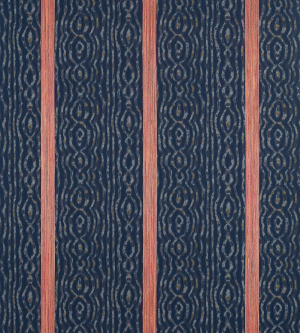 Lennox Stripe Fabric by Zoffany Indigo / Sunstone