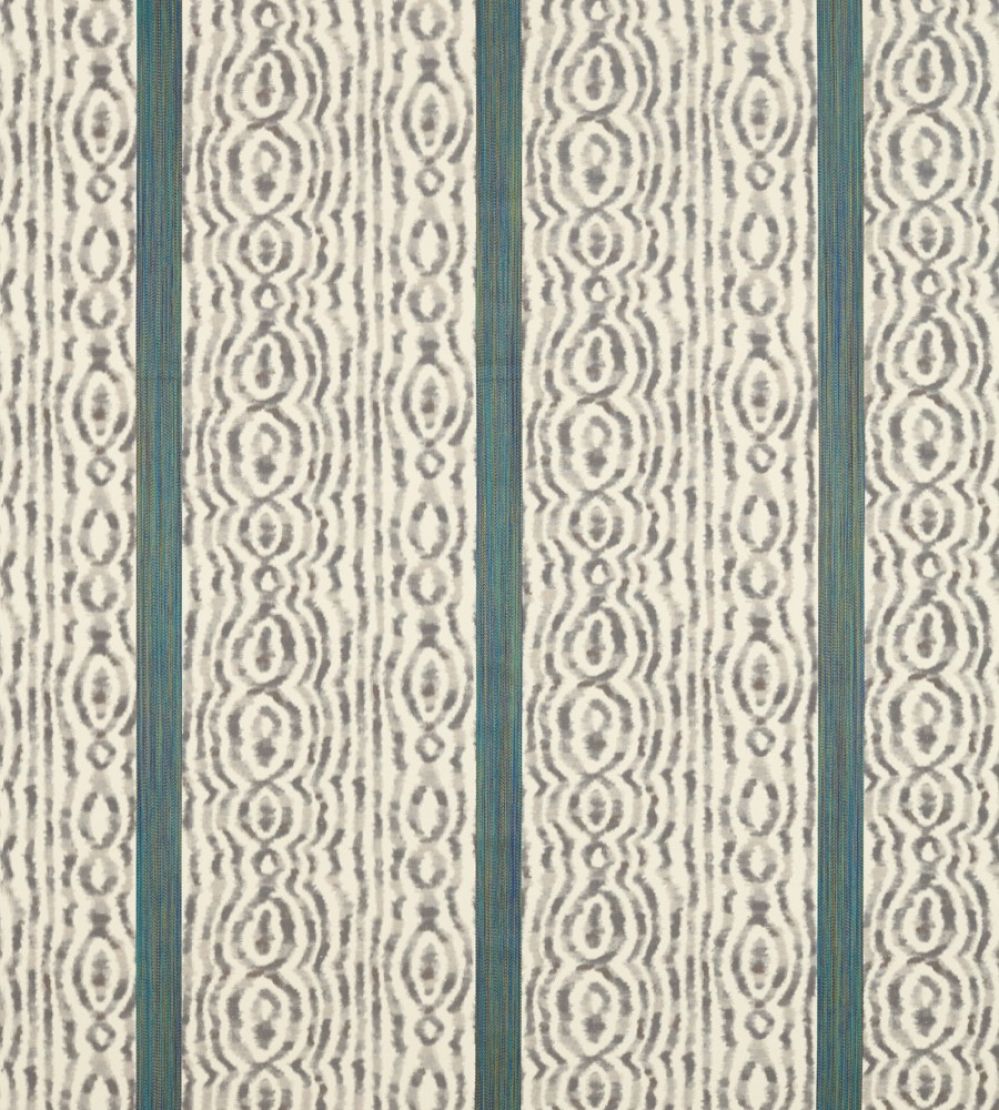 Lennox Stripe Fabric by Zoffany Silver / Poison