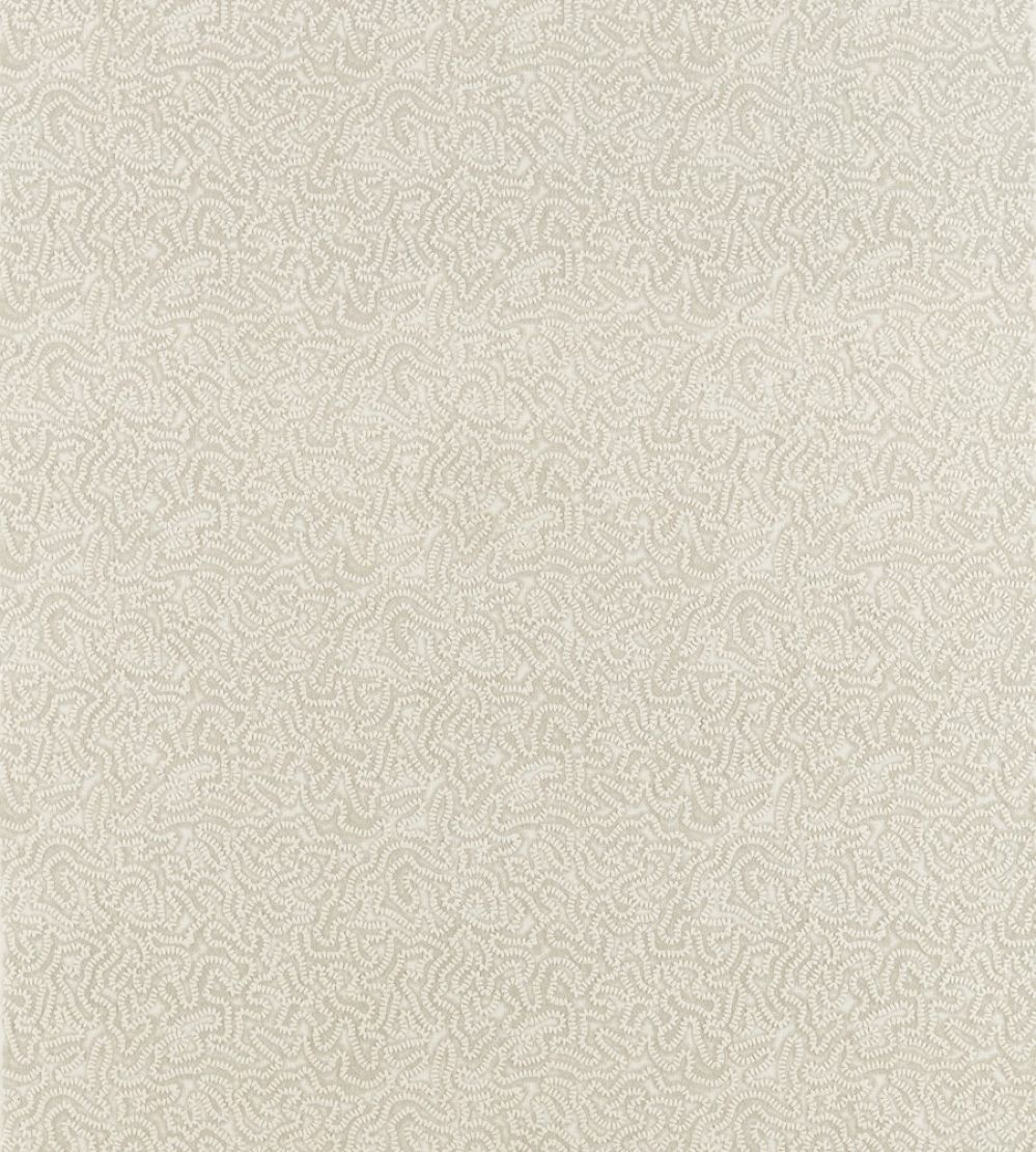 Maze Coral Fabric by Zoffany Platinum White