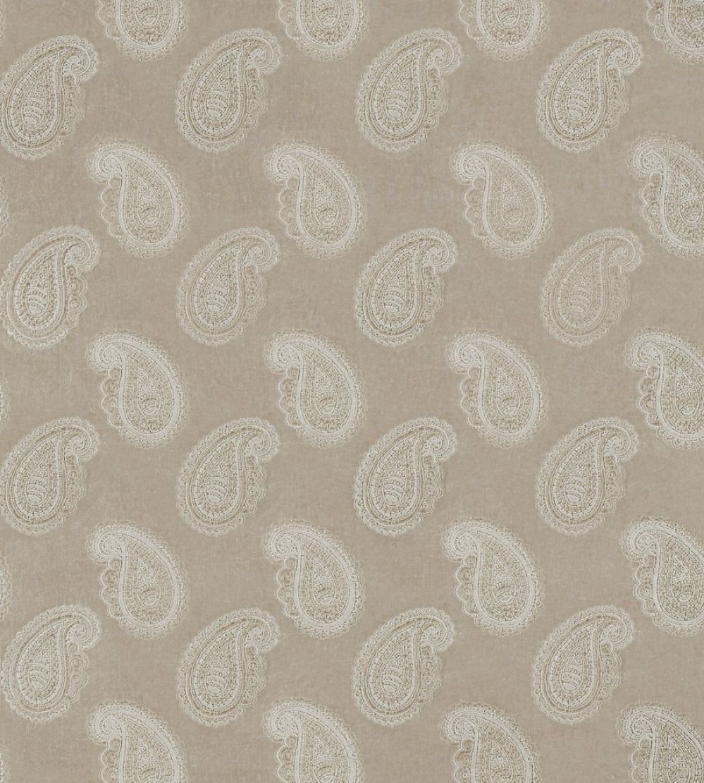 Orissa Velvet Fabric by Zoffany Pale Linen