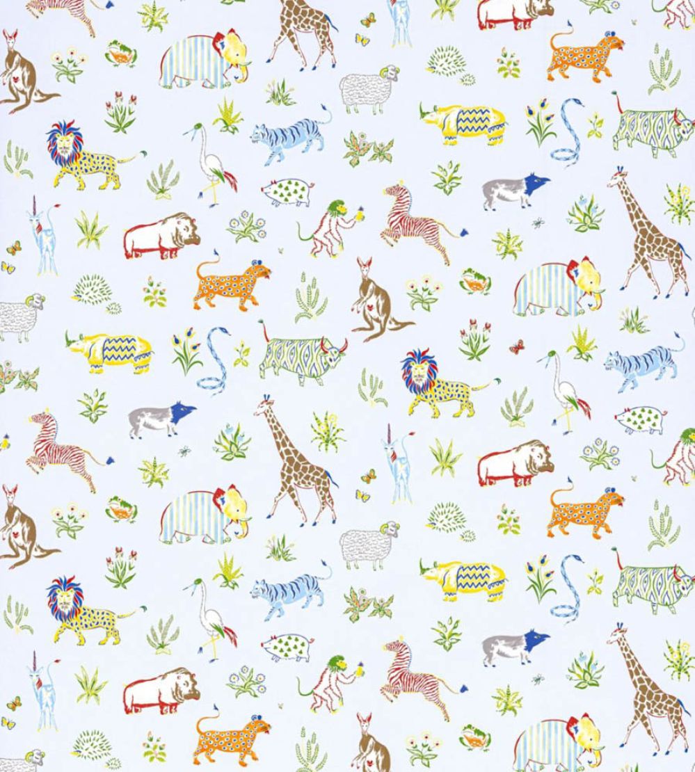 Zoo Wallpaper by Scalamandre Powder Blue