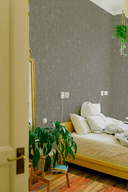 Zoology wallpaper by Coordonné in Aqua, shown in a styled room