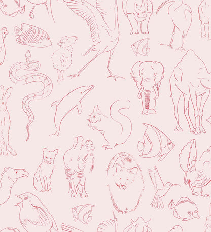 Zoology wallpaper by Coordonné in Candy, flat pattern view