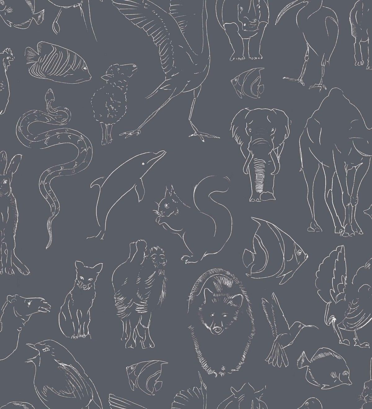 Zoology wallpaper by Coordonné in Chalk, flat pattern view