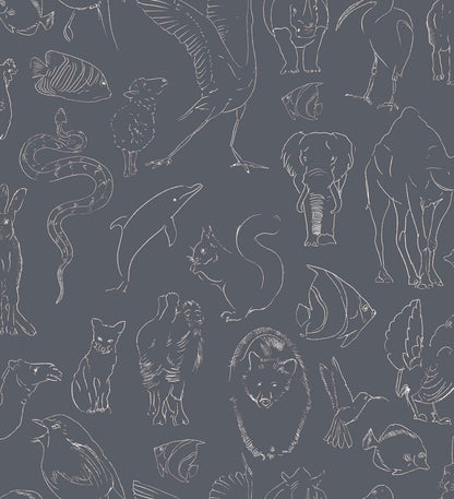 Zoology wallpaper by Coordonné in Chalk, flat pattern view