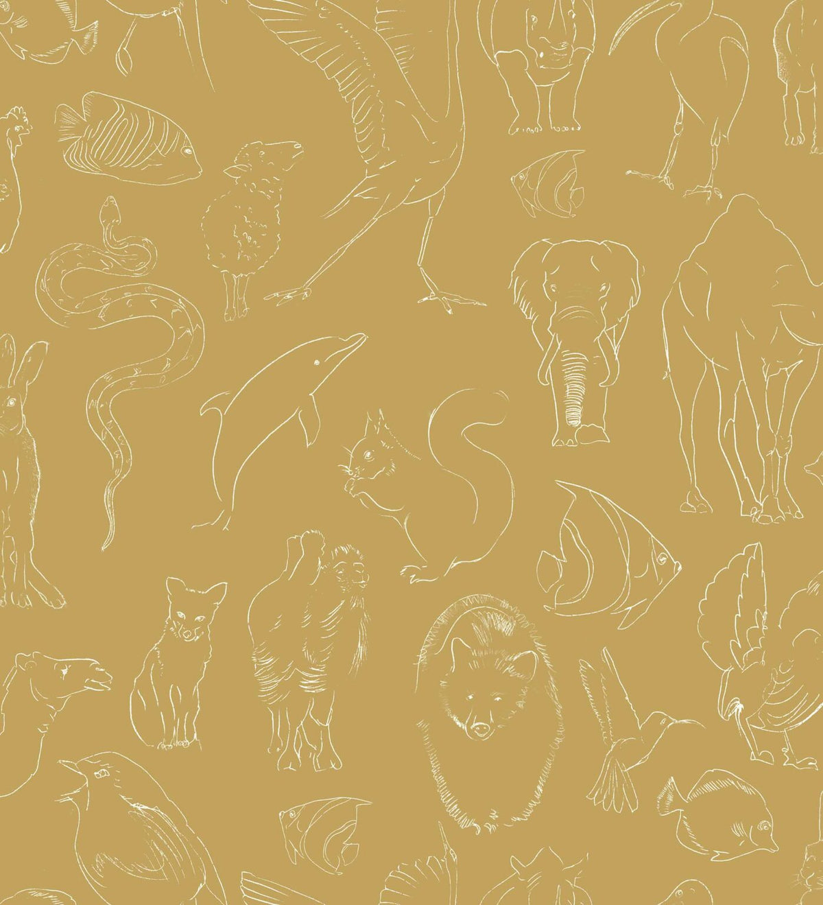 Zoology wallpaper by Coordonné in Curry, flat pattern view