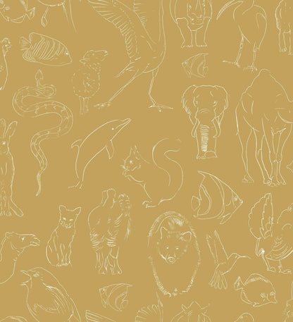 Zoology wallpaper by Coordonné in Curry, flat pattern view